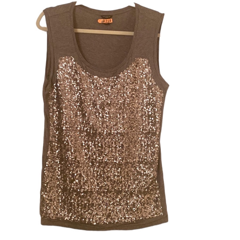 Ann Taylor Sequence Tank Top 🩶 Silver Size Medium